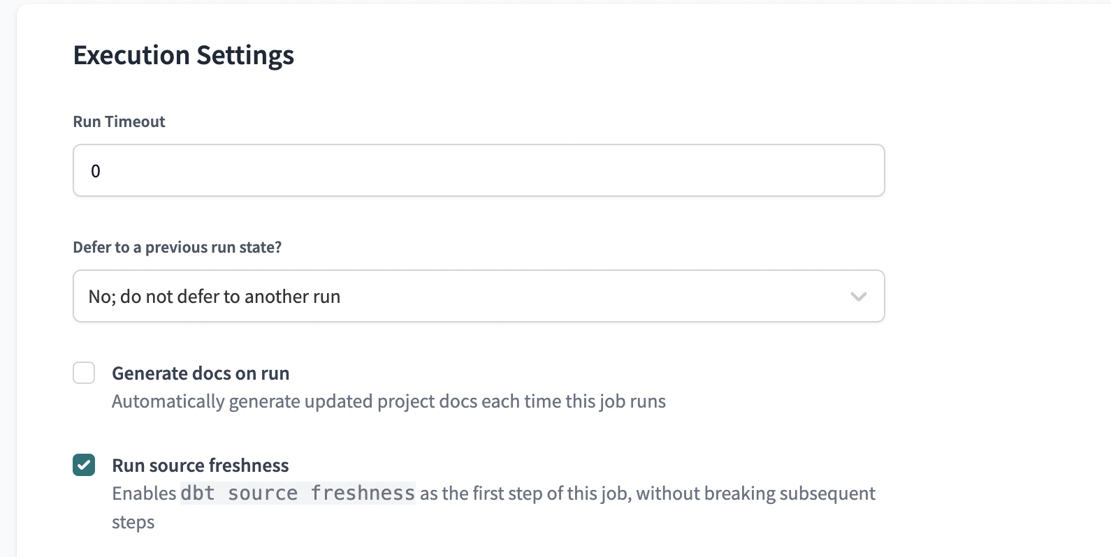 Selecting source freshness Selecting source freshness